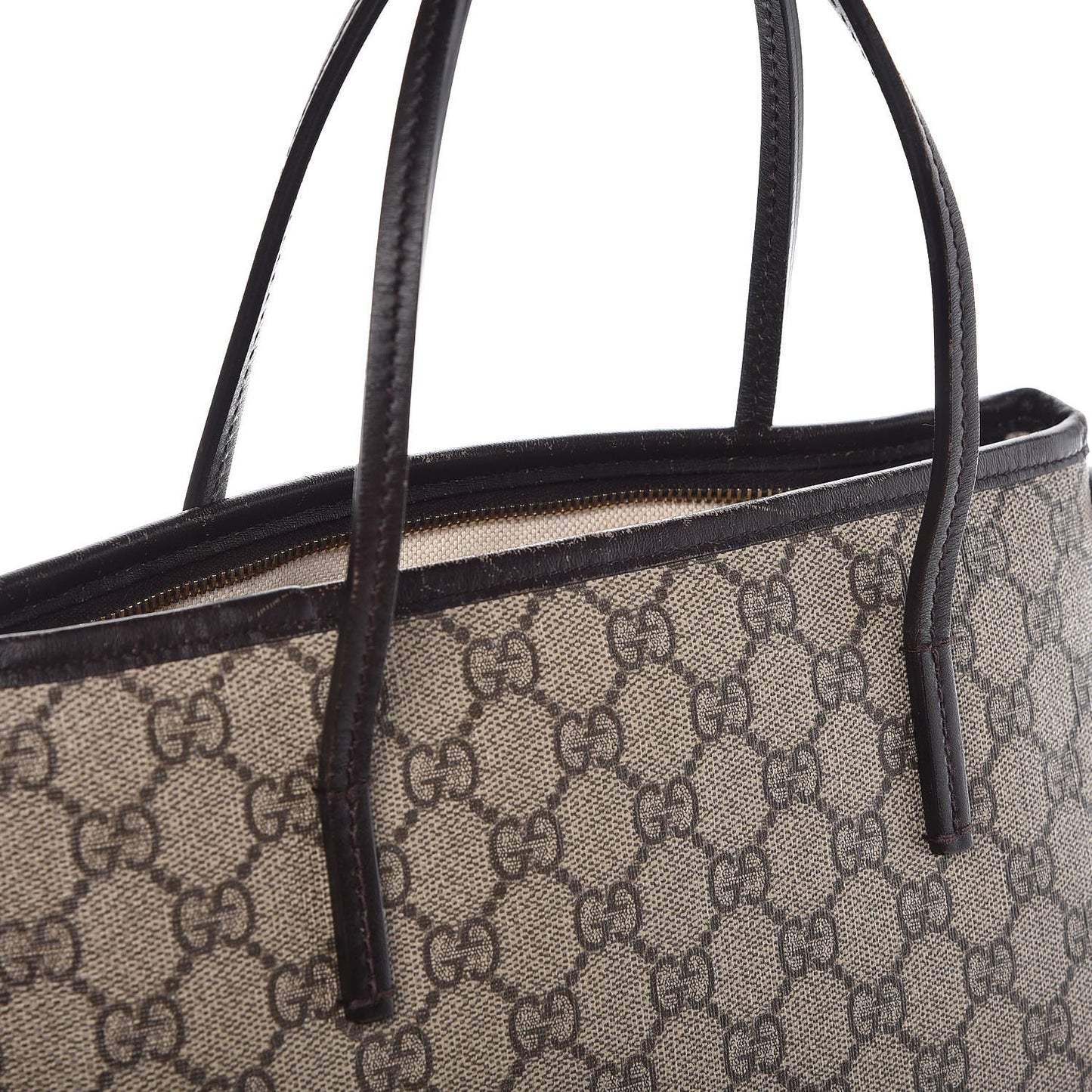 GG Supreme Monogram Small Zippered Tote Dark Brown
