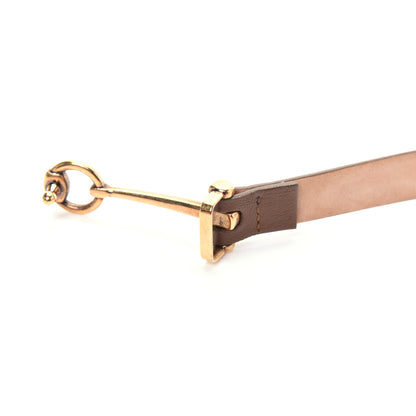 Gucci Calfskin Horsebit Skinny Belt 100 40 Brown 9 of 10