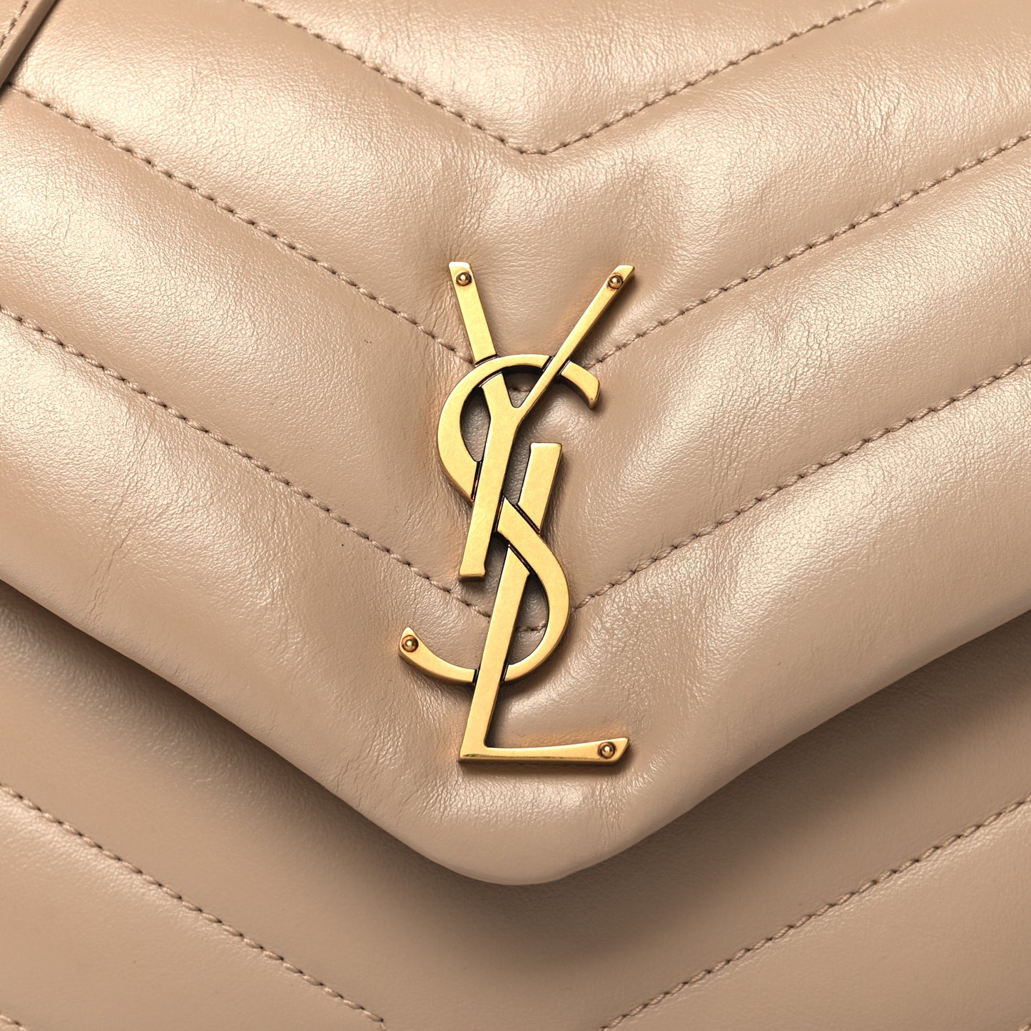 Calfskin Y Quilted Monogram Small Loulou Chain Satchel Dark Beige