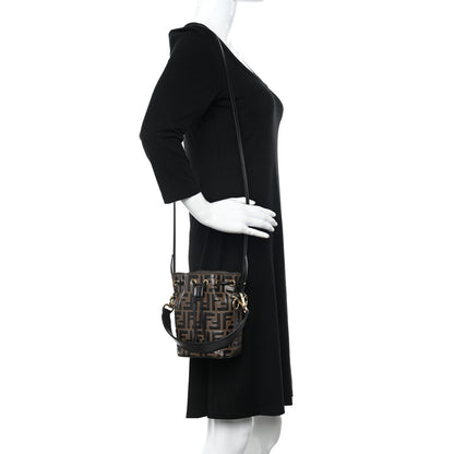 Fendi Vitello Liberty F is Fendi Bi-Color FF 1974 Embossed Mini Mon Tresor Bucket Bag Maya Black 2 of 14