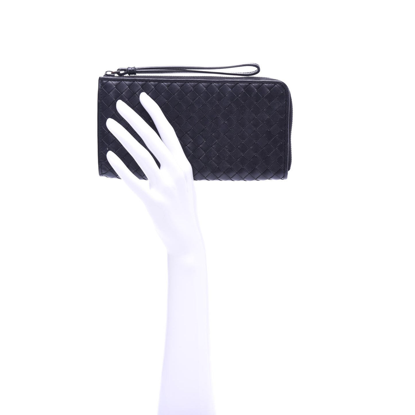 Nappa Intrecciato Zip Around Wallet Black