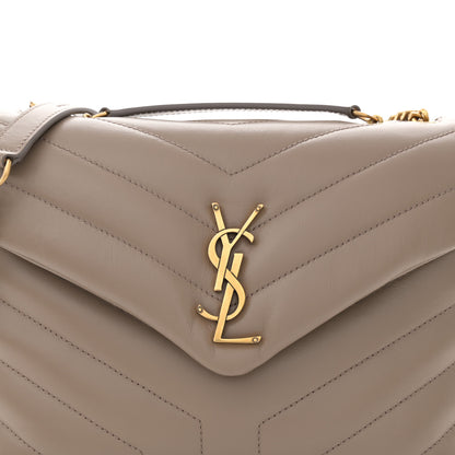 Saint Laurent Calfskin Y Quilted Monogram Small Loulou Chain Satchel Taupe 8 of 12
