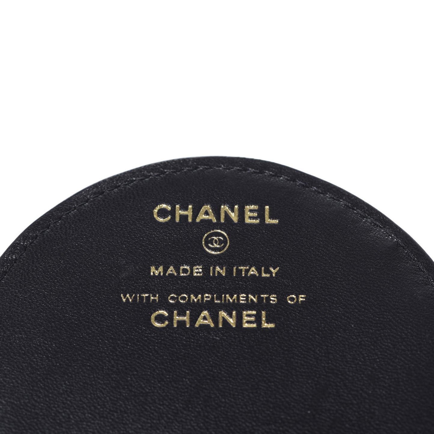 Lambskin Quilted Round Luggage Tag Black