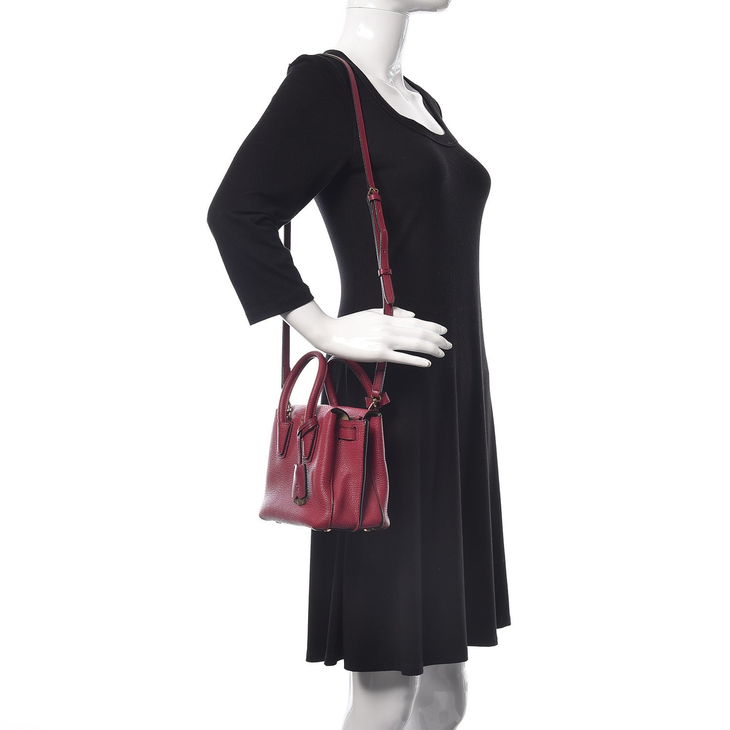 Grained Calfskin Mini Milla Tote Burgundy