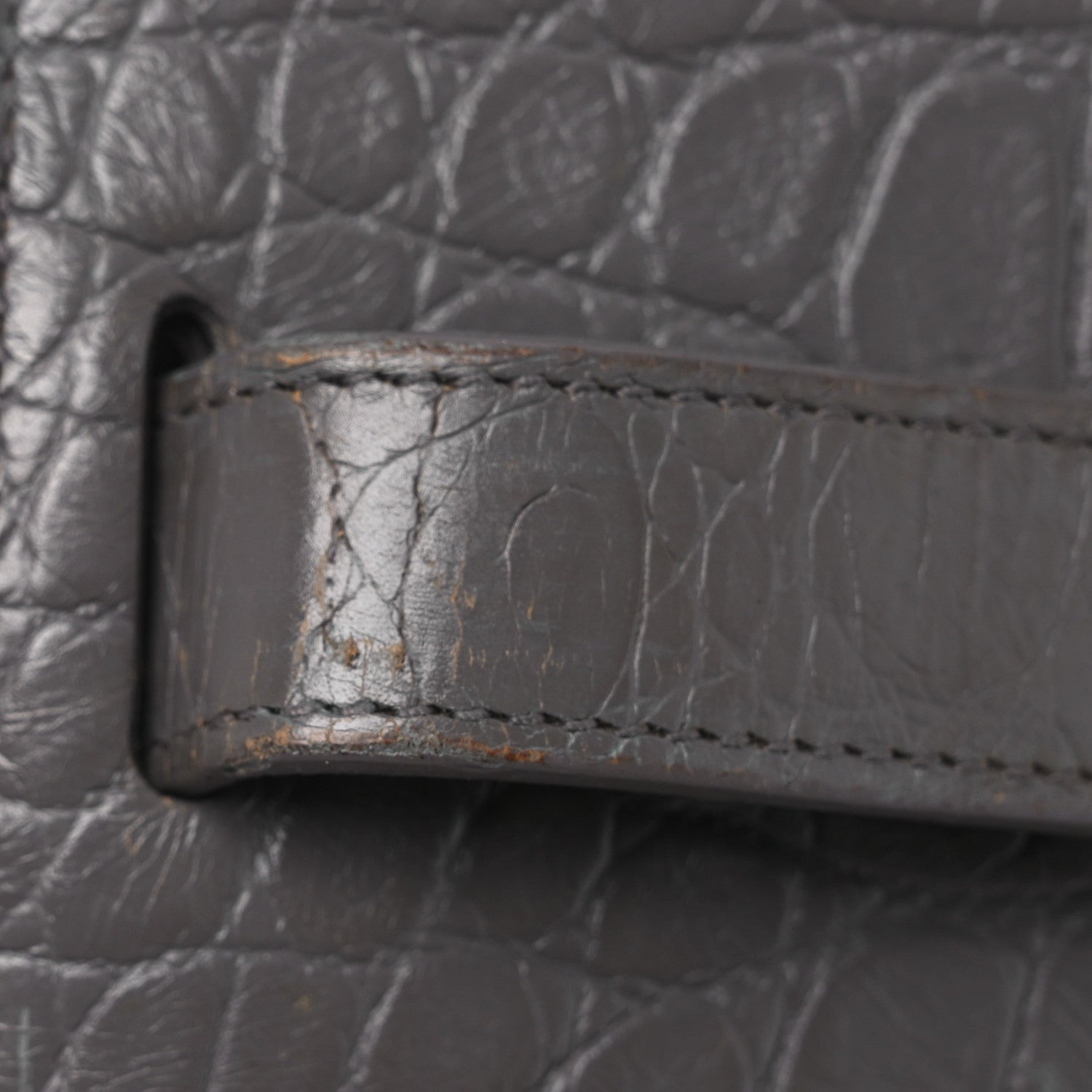 Saint Laurent Calfskin Crocodile Embossed Small Sac de Jour Fog 13 of 19