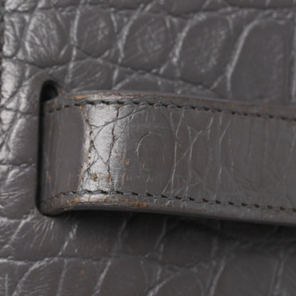 Saint Laurent Calfskin Crocodile Embossed Small Sac de Jour Fog 13 of 19