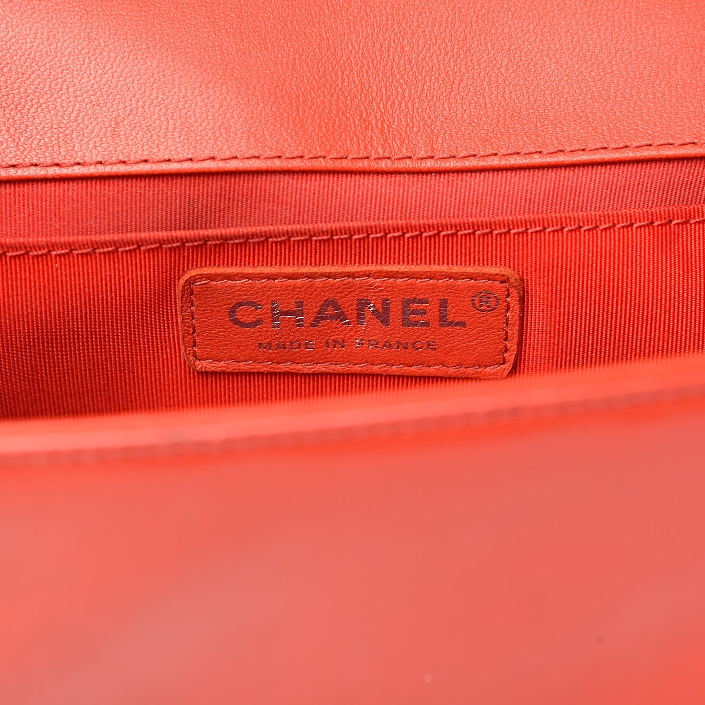 Glazed Calfskin Medium Boy Flap Red