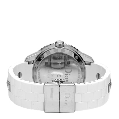 Christian Dior Stainless Steel Rubber Diamond Sapphire 33mm Christal Quartz Watch White 3 of 4