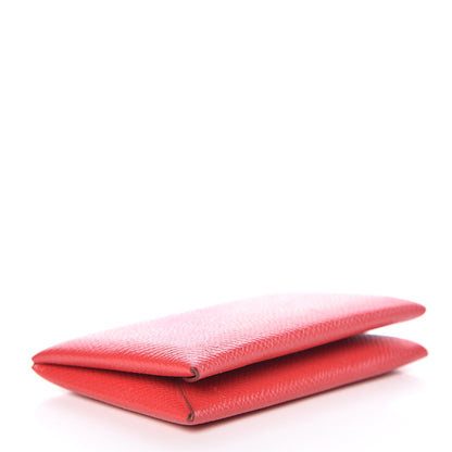 Hermes Epsom Calvi Card Case Rouge Casaque 4 of 11