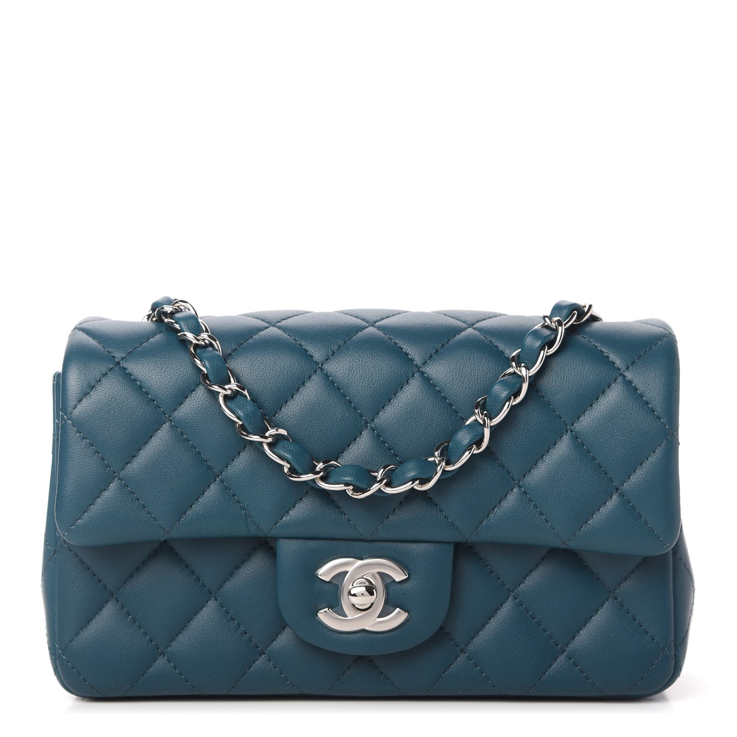 Chanel Lambskin Quilted Mini Rectangular Flap Dark Blue 1 of 11