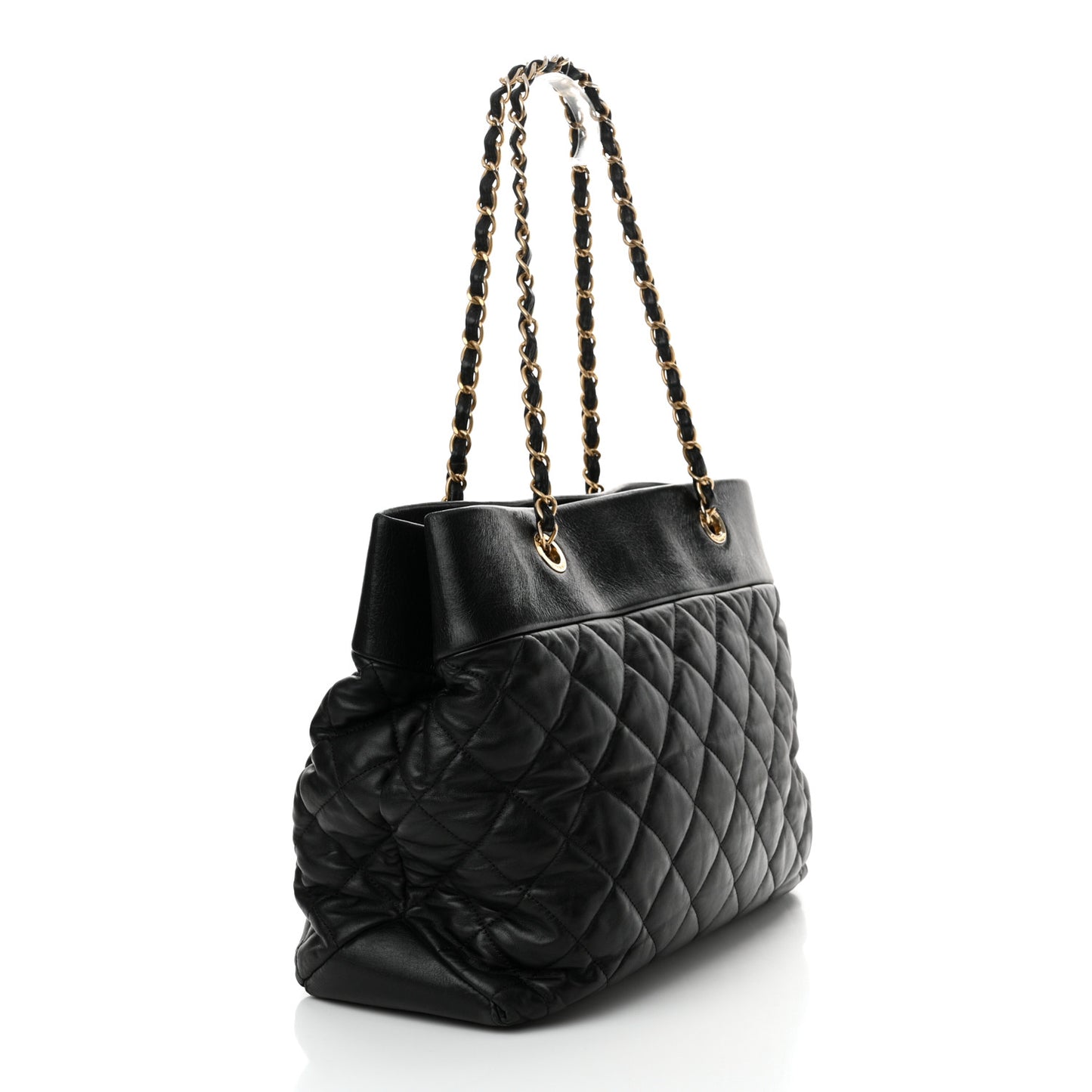 Calfskin Quilted Large Soft Elegance Tote Black
