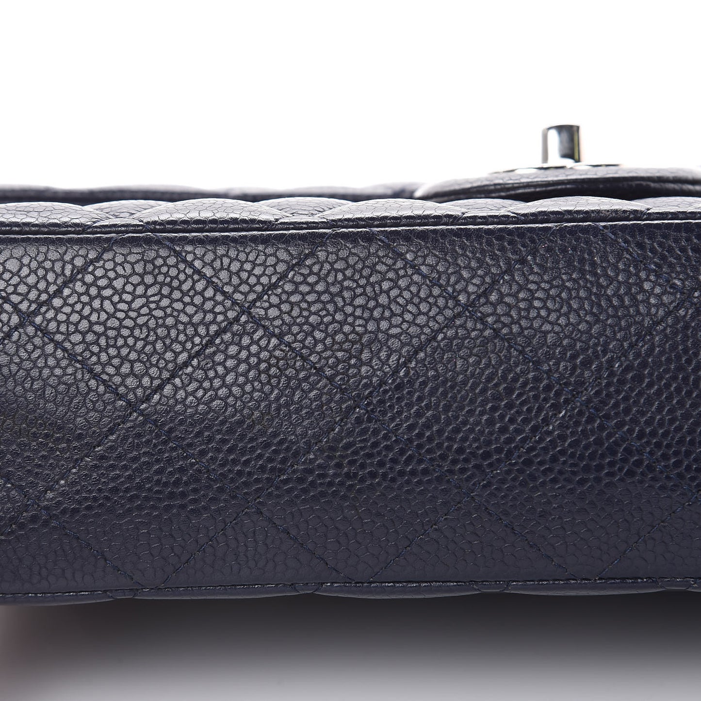 Caviar Quilted Medium Double Flap Dark Blue