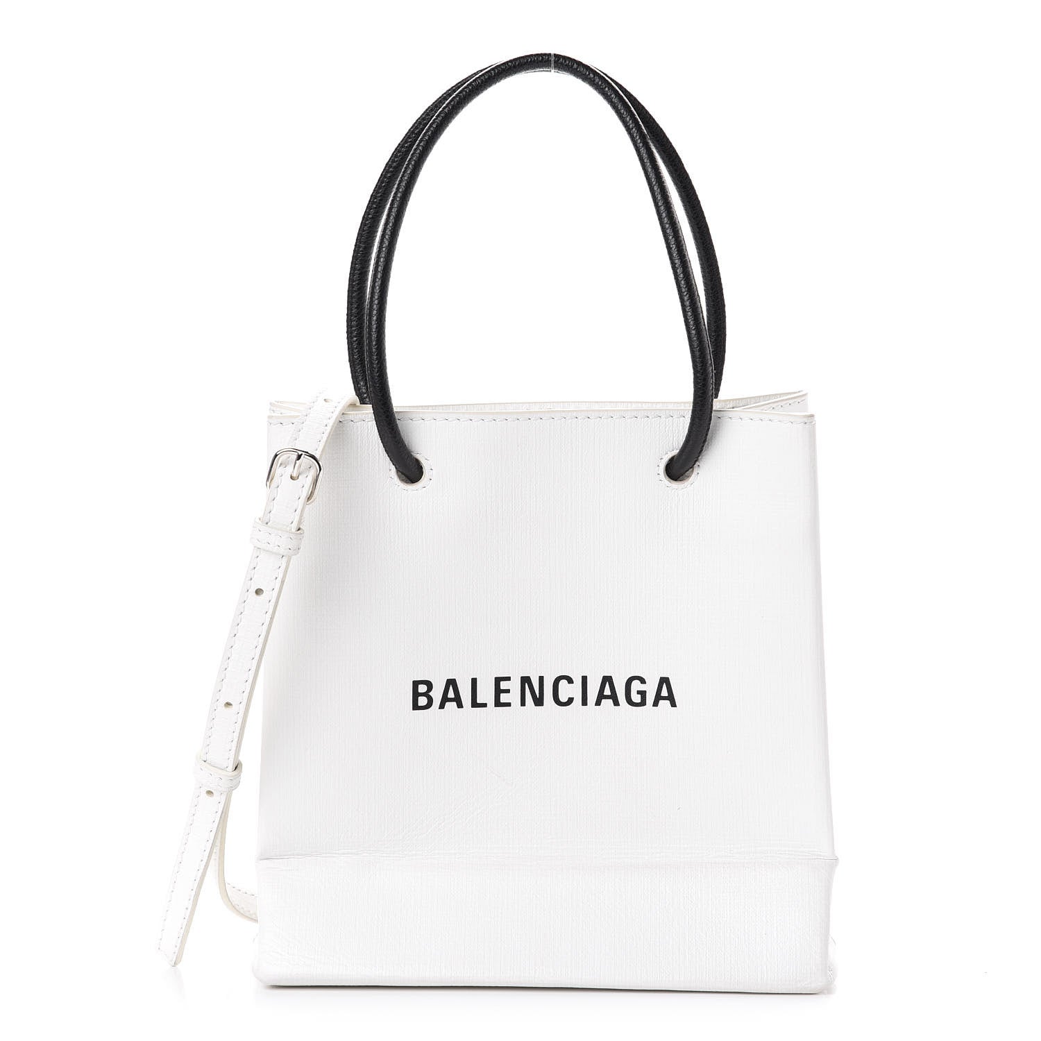 Balenciaga Squared Calfskin Logo Shopping Tote XXS White 1 of 13