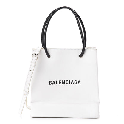 Balenciaga Squared Calfskin Logo Shopping Tote XXS White 1 of 13