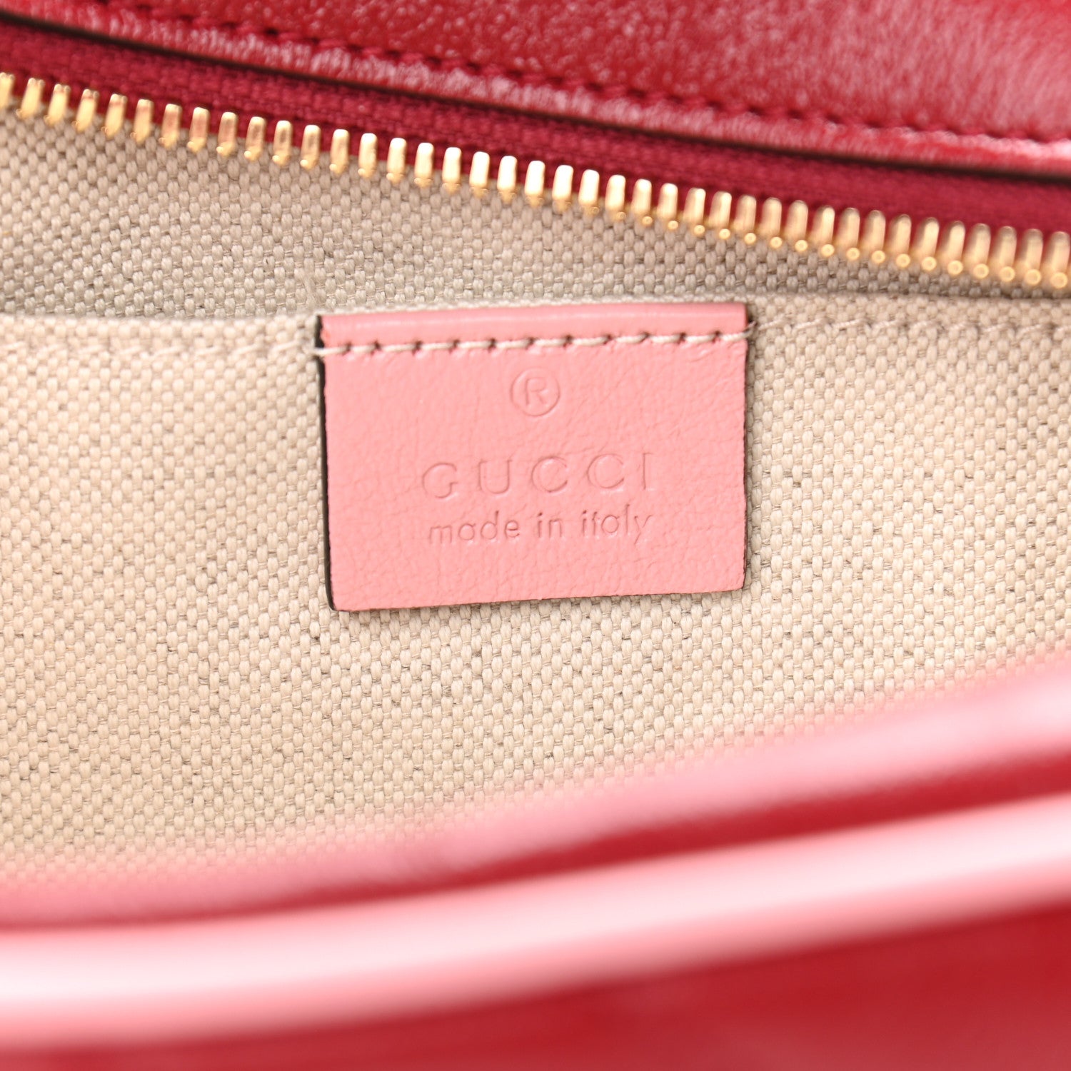 Gucci Azalea Calfskin Enamel Matelasse Diagonal Small Torchon GG Marmont Chain Shoulder Bag New Cherry Red Wild Rose 6 of 10