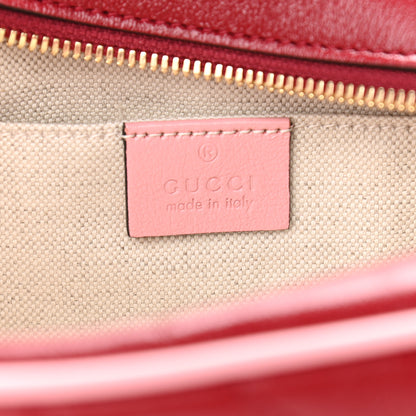 Gucci Azalea Calfskin Enamel Matelasse Diagonal Small Torchon GG Marmont Chain Shoulder Bag New Cherry Red Wild Rose 6 of 10