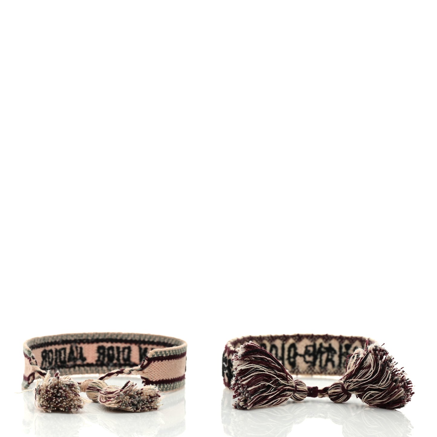 Woven Cotton J'Adior Friendship Bracelet Set Pink Burgundy