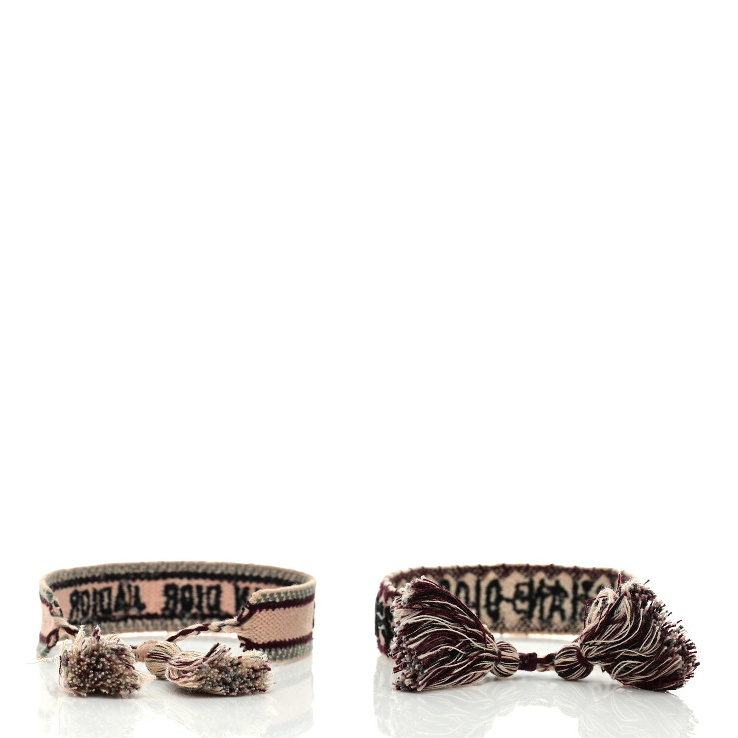 Christian Dior Woven Cotton J'Adior Friendship Bracelet Set Pink Burgundy 3 of 5