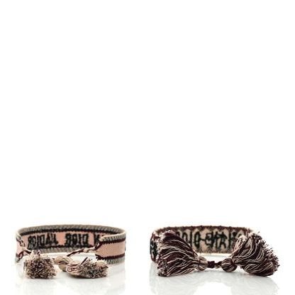 Christian Dior Woven Cotton J'Adior Friendship Bracelet Set Pink Burgundy 3 of 5