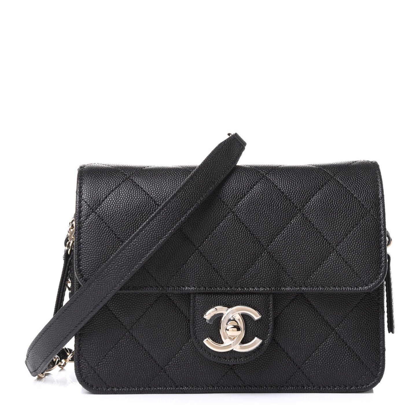 Caviar Quilted Like A Wallet Flap Black