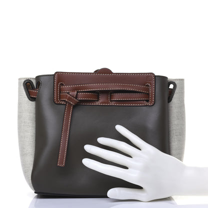 Loewe Calfskin Linen Mini Lazo Tote Khaki Green 3 of 14