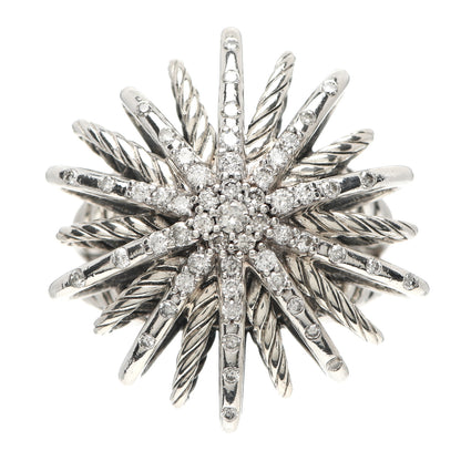 David Yurman Sterling Silver Diamond 25mm Starburst Ring 51 5.75 1 of 5
