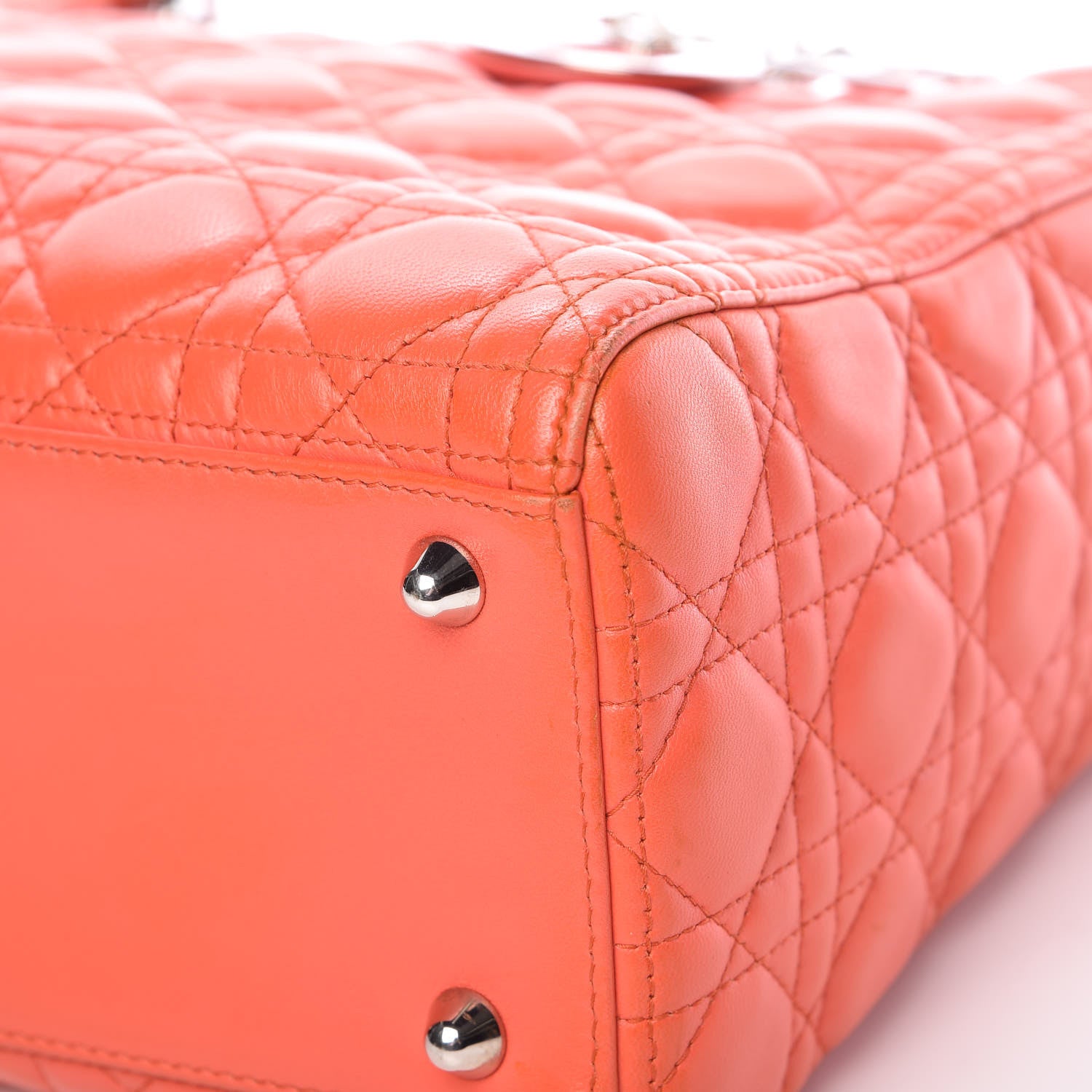 Christian Dior Lambskin Cannage Large Lady Dior Coral 14 of 16