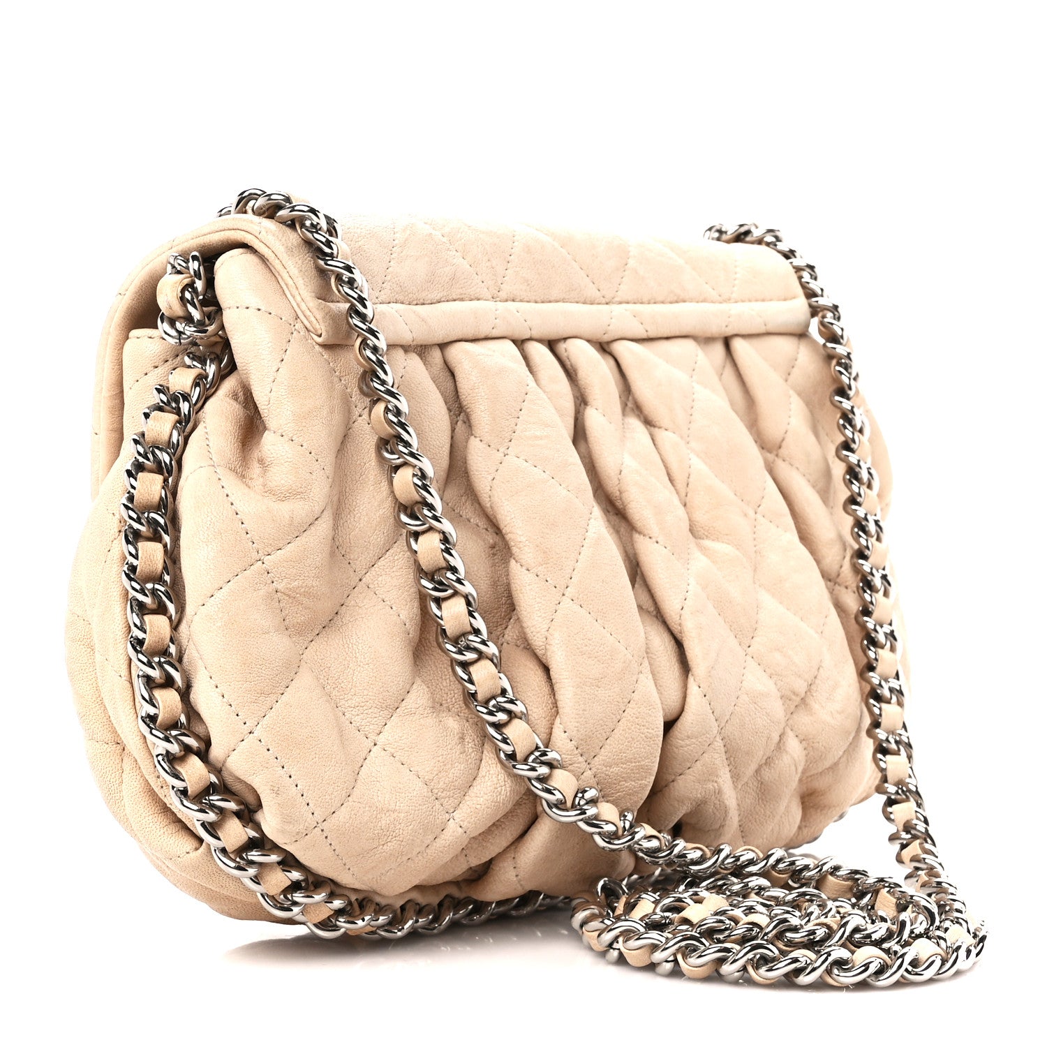 Chanel Washed Lambskin Quilted Medium Chain Around Messenger Beige 3 of 10
