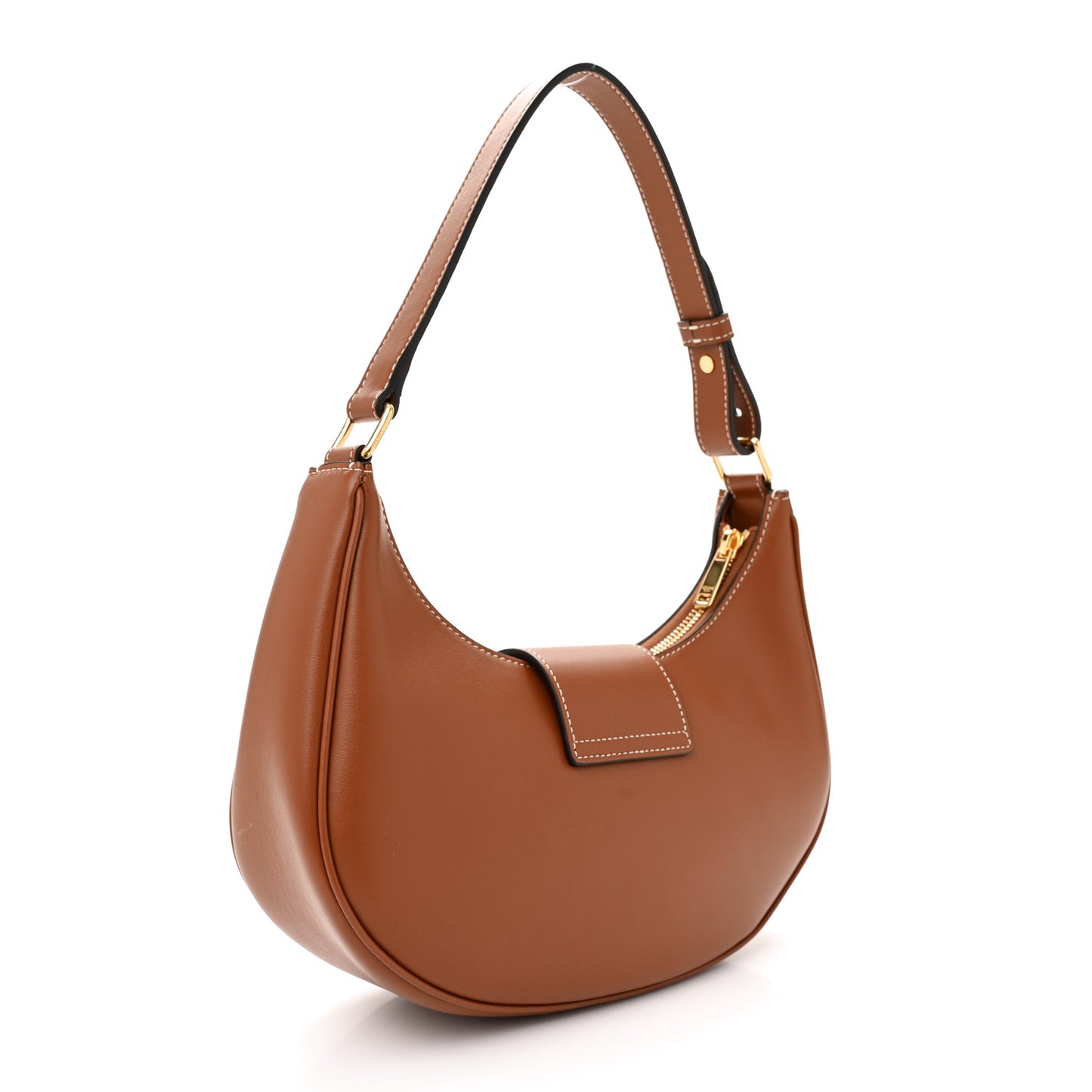 Smooth Calfskin Medium Strap Ava Triomphe Shoulder Bag Tan
