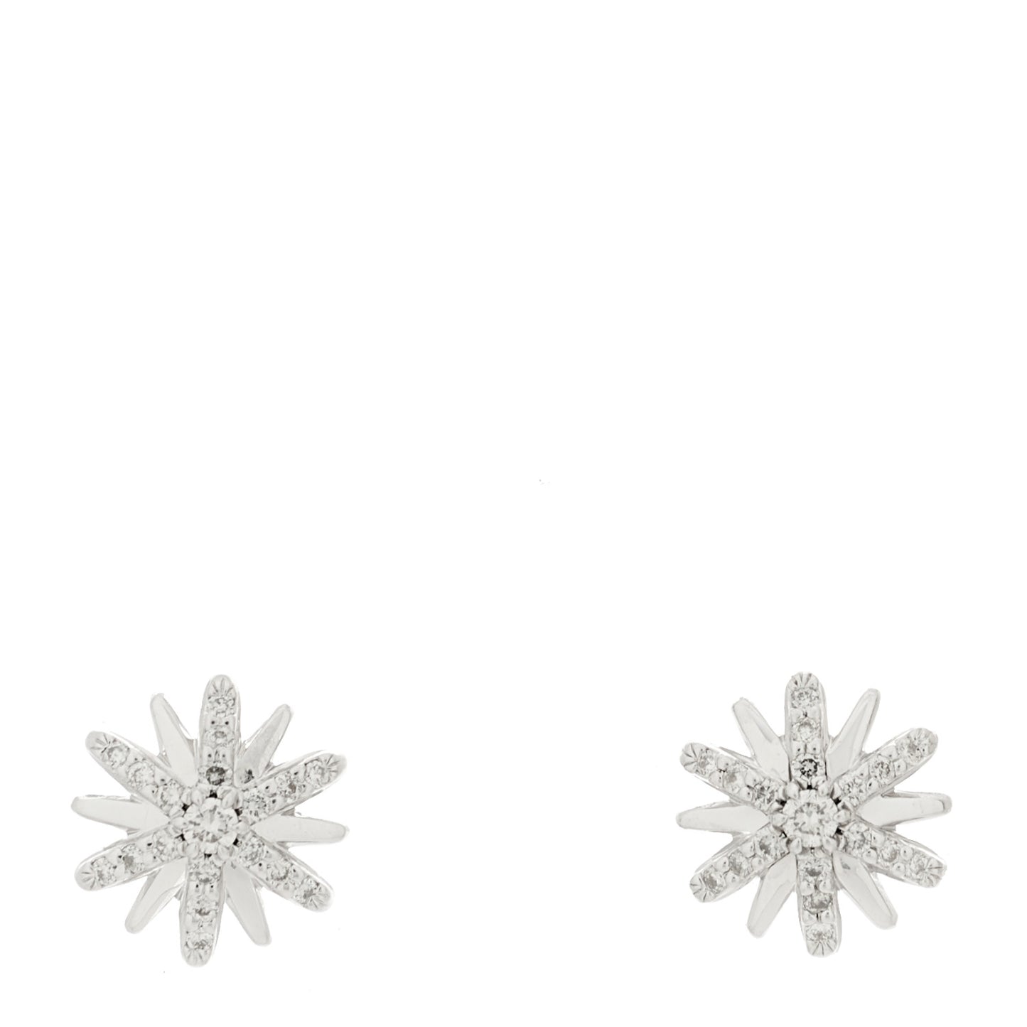 Sterling Silver Diamond 10mm Petite Starburst Earrings