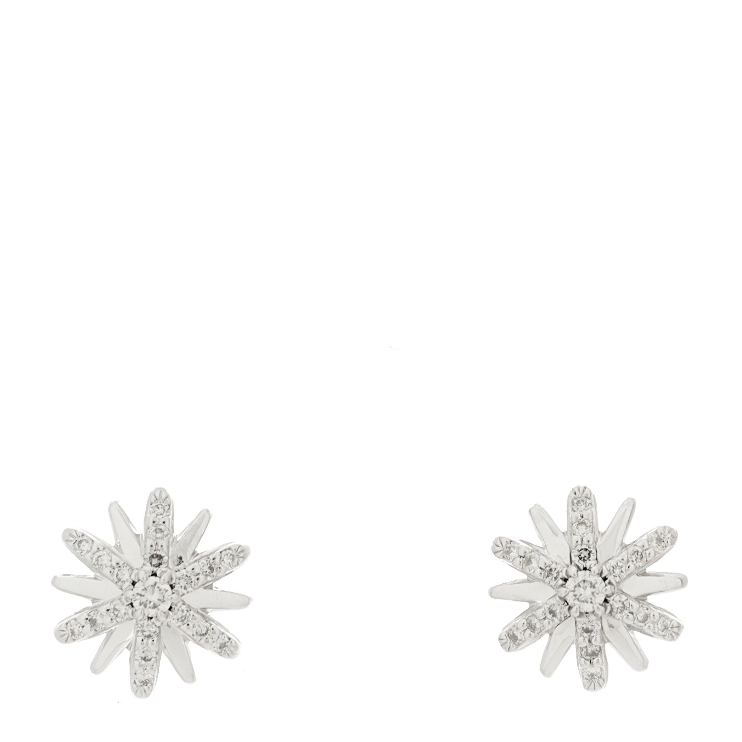 David Yurman Sterling Silver Diamond 10mm Petite Starburst Earrings 1 of 4