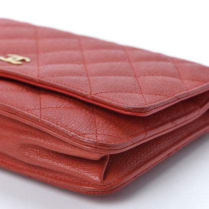 Chanel Letter Calfskin Embossed Quilted Wallet On Chain WOC Red 6 of 11