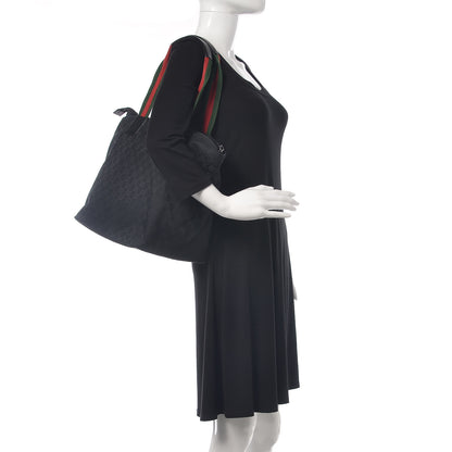 Gucci GG Monogram Large Web Handle Bucket Tote Black 2 of 12
