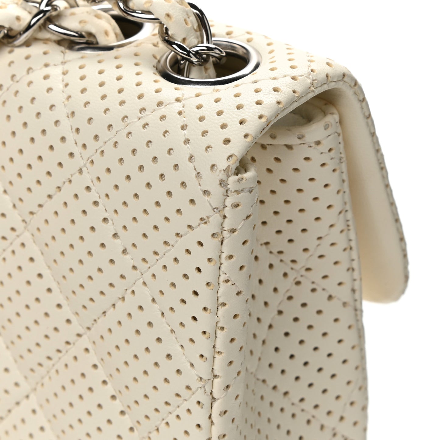 Lambskin Perforated East West Flap White