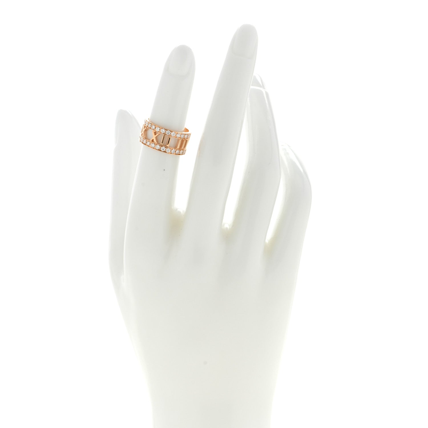 Tiffany 18K Rose Gold Diamond Wide Atlas Open Ring 48 4.5 2 of 4