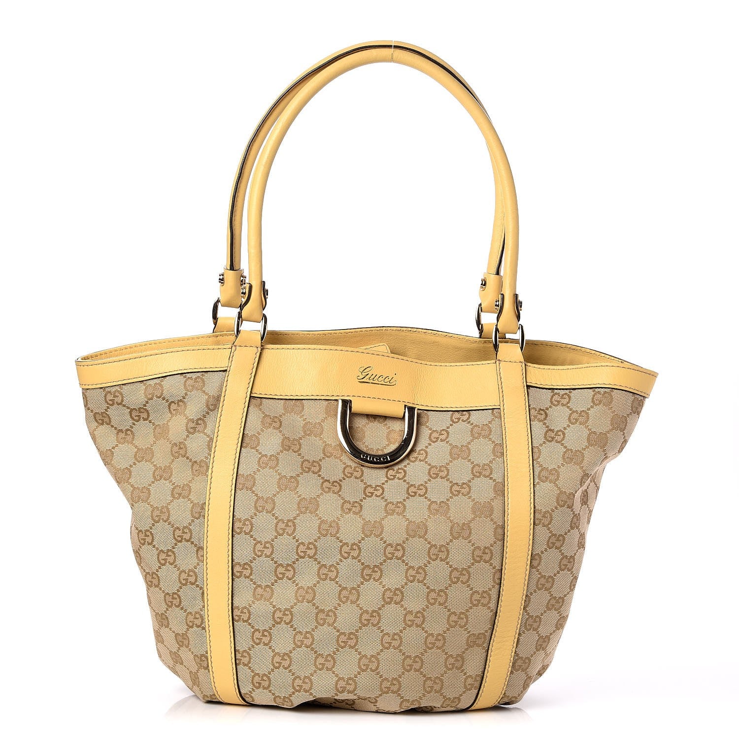 Gucci Monogram Medium D Gold Ring Tote Yellow 1 of 7