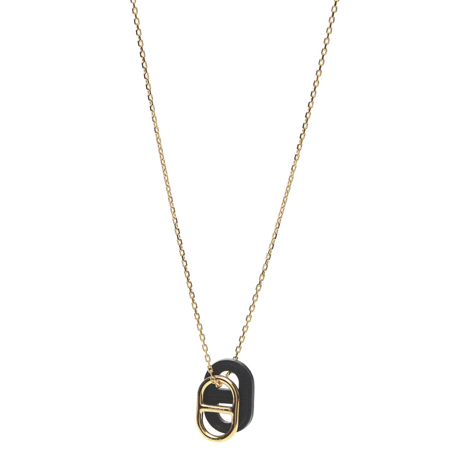 Hermes Palladium O'Maillon Pendant Necklace Black 1 of 6