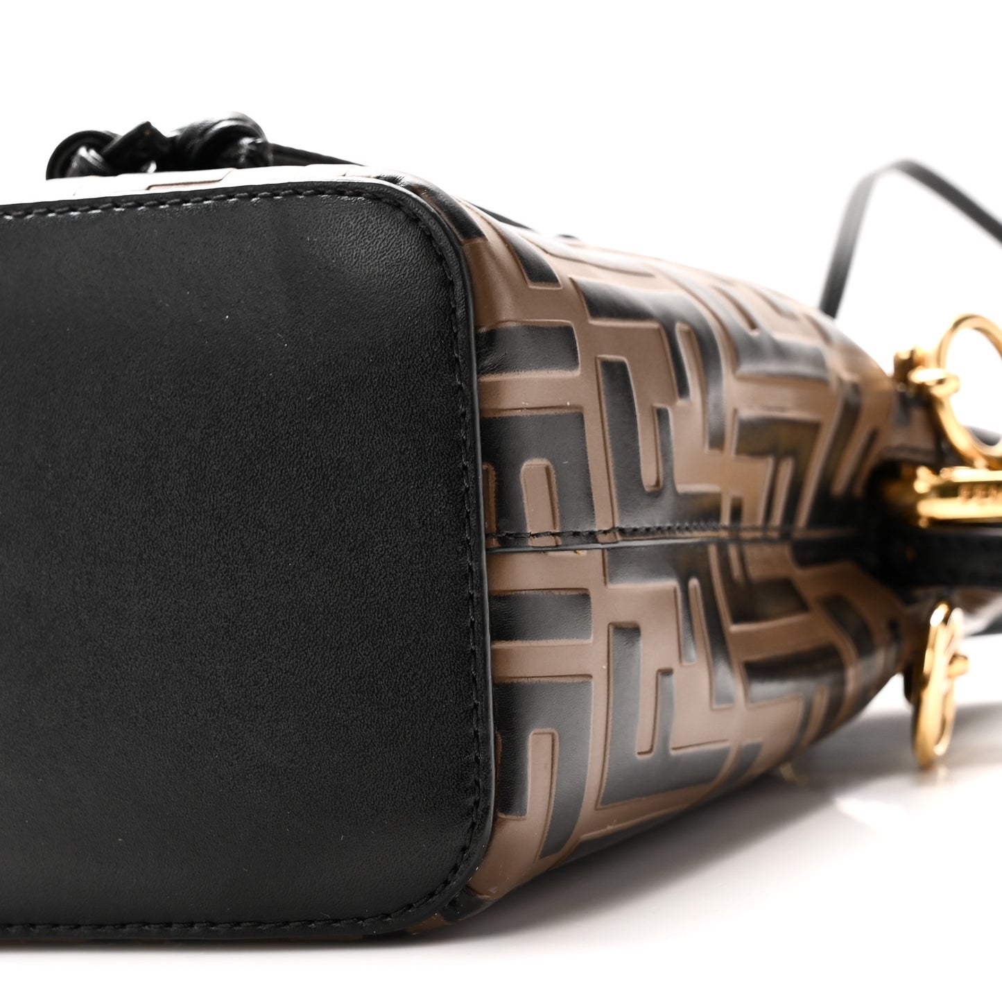 Vitello Liberty F is Fendi Bi-Color FF 1974 Embossed Mini Mon Tresor Bucket Bag Maya Black