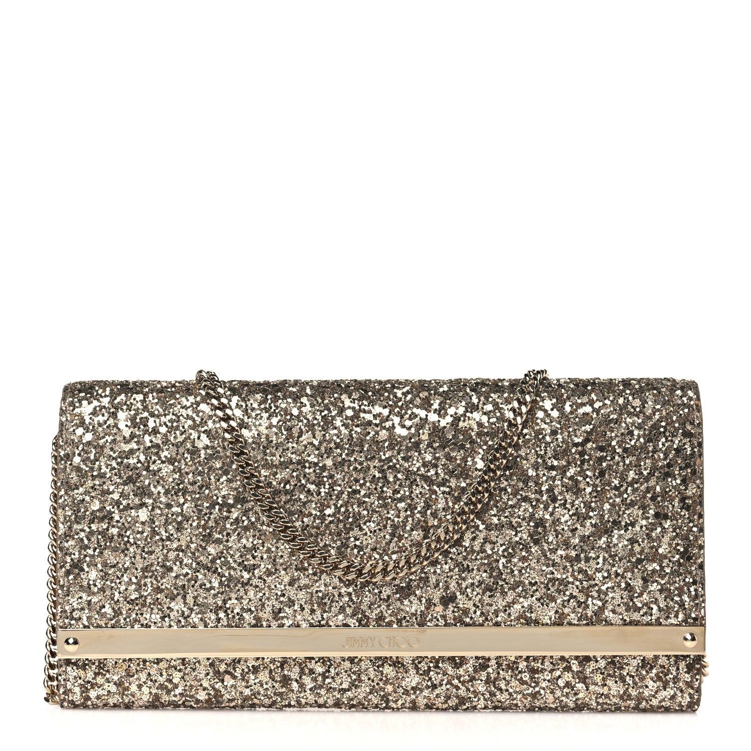 Jimmy Choo Glitter Clutch Gold 1476076 – FASHIONPHILE