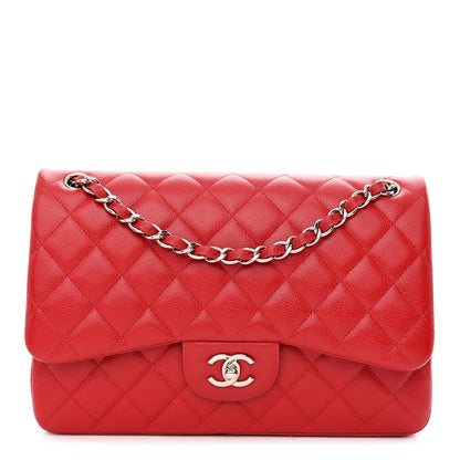 Chanel Caviar Quilted Jumbo Double Flap Red 1 of 13