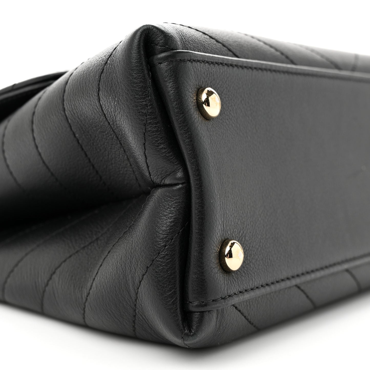 Grained Calfskin Small Chevron Chic Top Handle Flap Black