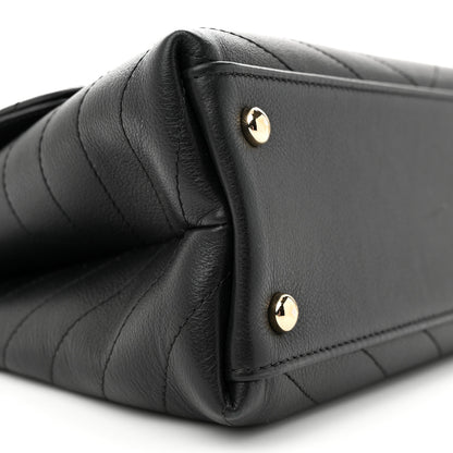 Chanel Grained Calfskin Small Chevron Chic Top Handle Flap Black 9 of 10