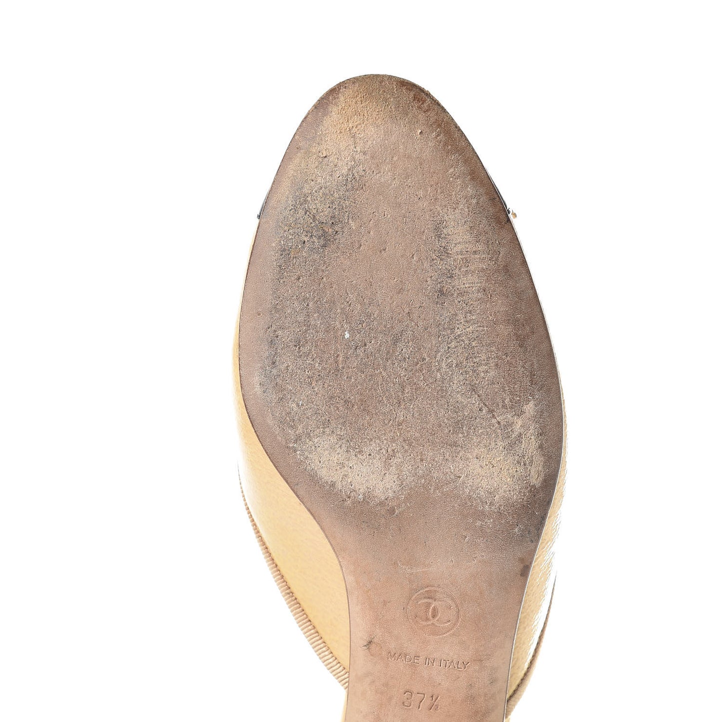 Lambskin Cap Toe CC Mules 37.5 Beige Black