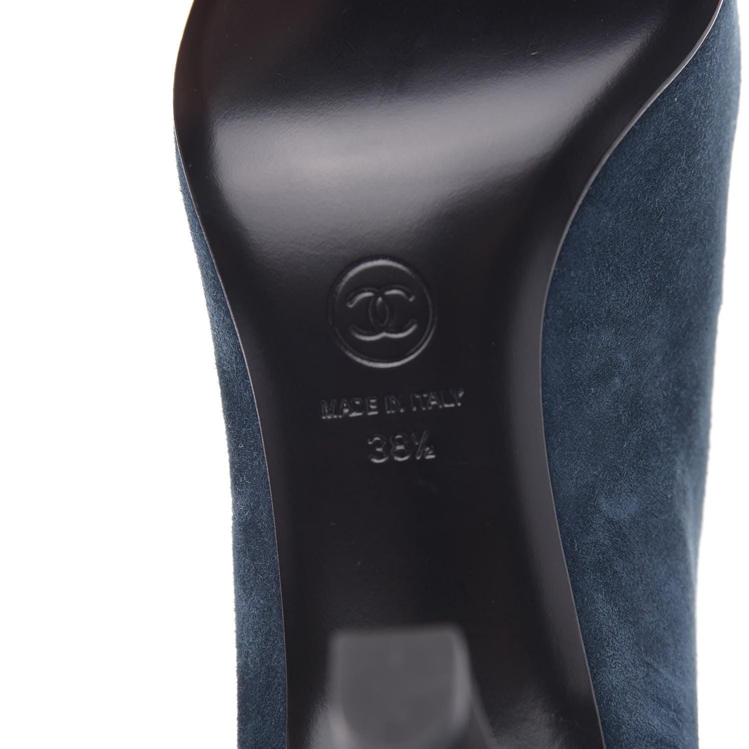 Chanel Suede Calfskin Satin Gabrielle Cap Toe Short Boots 38.5 Blue Black 9 of 10