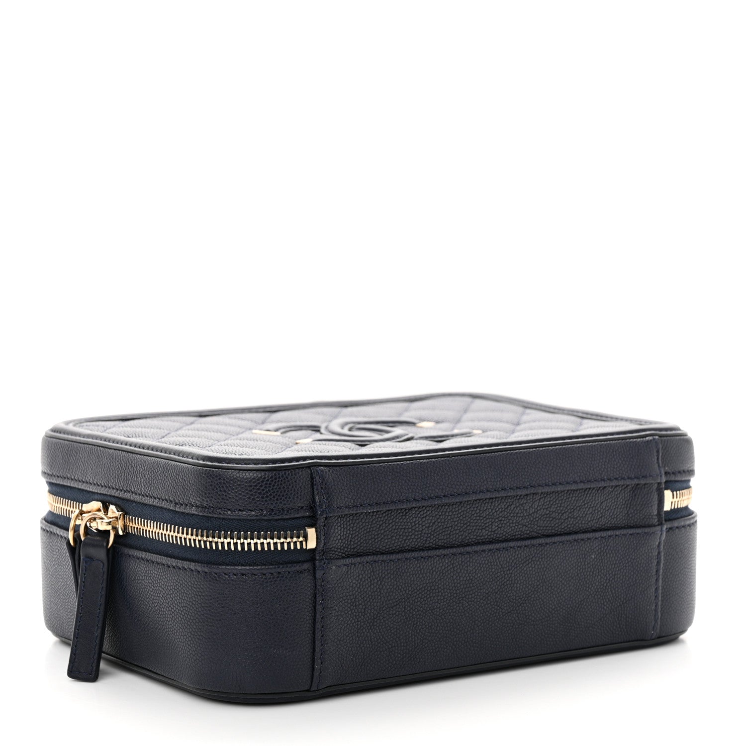 Chanel Caviar Quilted Medium CC Filigree Vanity Case Navy 4 of 11