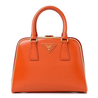 Prada Saffiano Vernice Frame Top Bag Papaya Rosso White 1 of 13