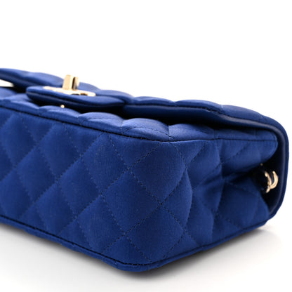 Chanel Satin Quilted Mini Rectangular Flap Blue 10 of 11