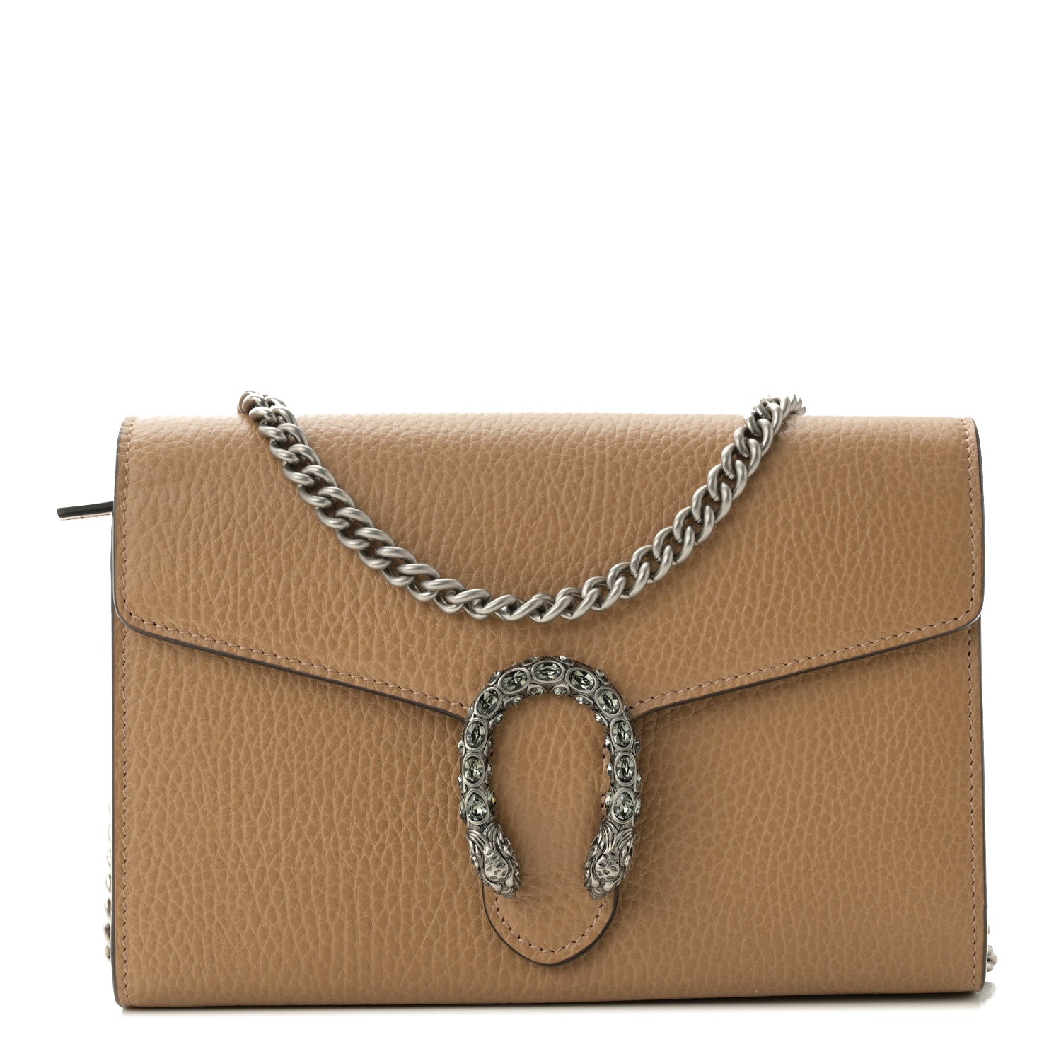 Gucci Dollar Calfskin Crystal Mini Dionysus Chain Wallet Natural Tan Black Diamond 1 of 9