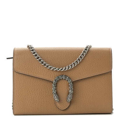 Gucci Dollar Calfskin Crystal Mini Dionysus Chain Wallet Natural Tan Black Diamond 1 of 9