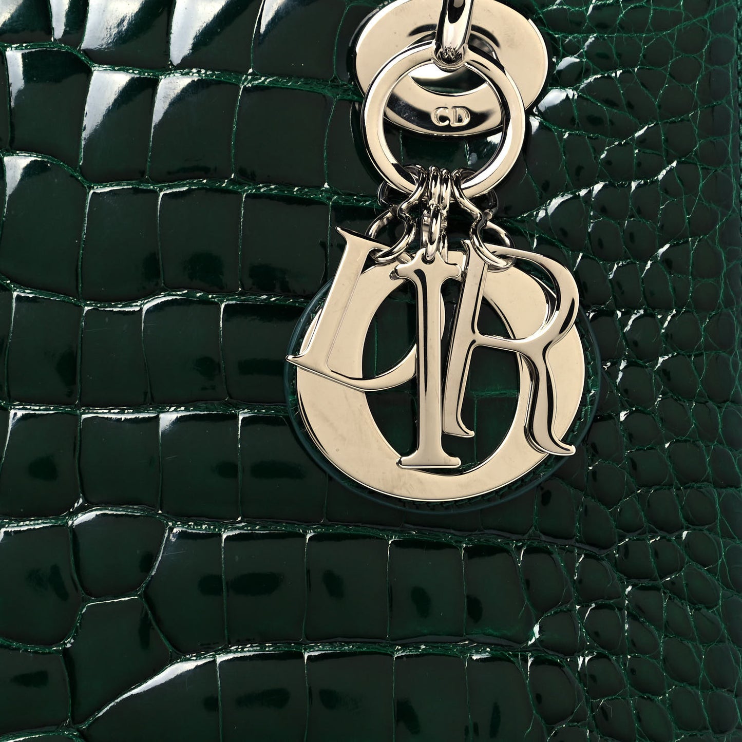Alligator Medium Lady Dior Dark Green